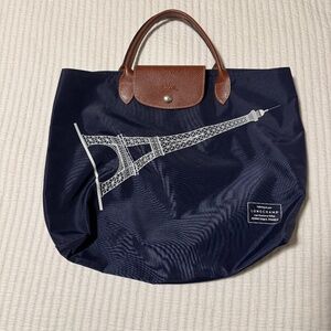 Longchamp Le Pliage Original M Handbag - Paris Eiffel Tower - Navy